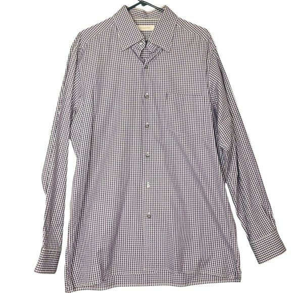ERMENEGILDO ZEGNA XL Purple White Plaid Button Down Dress Shirt - Picture 3 of 13